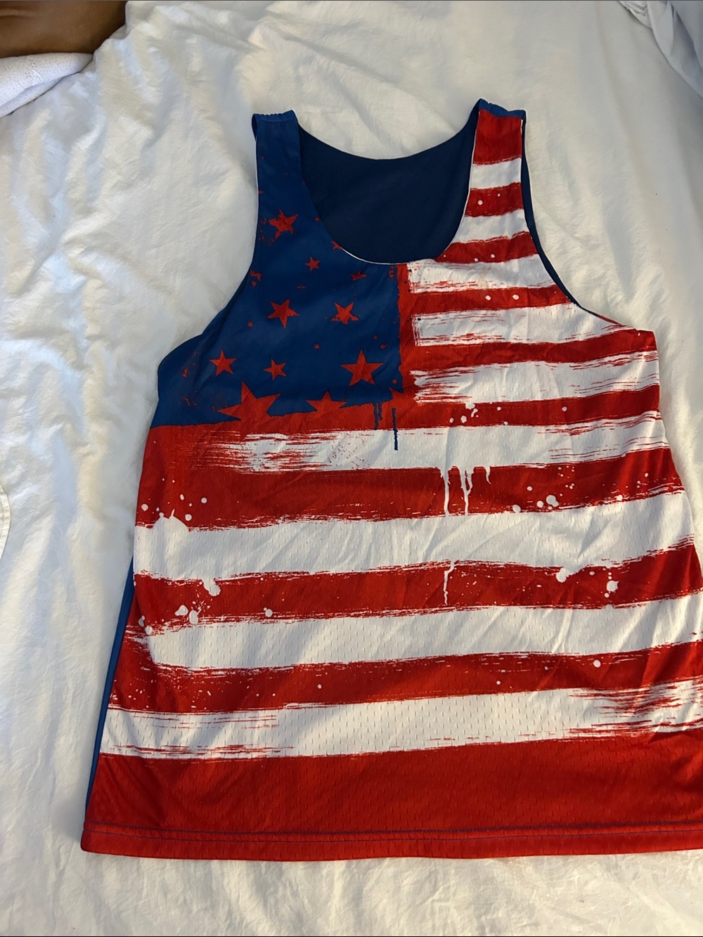 American Flag Graphic Tank Top - Red, White & Blue reversible